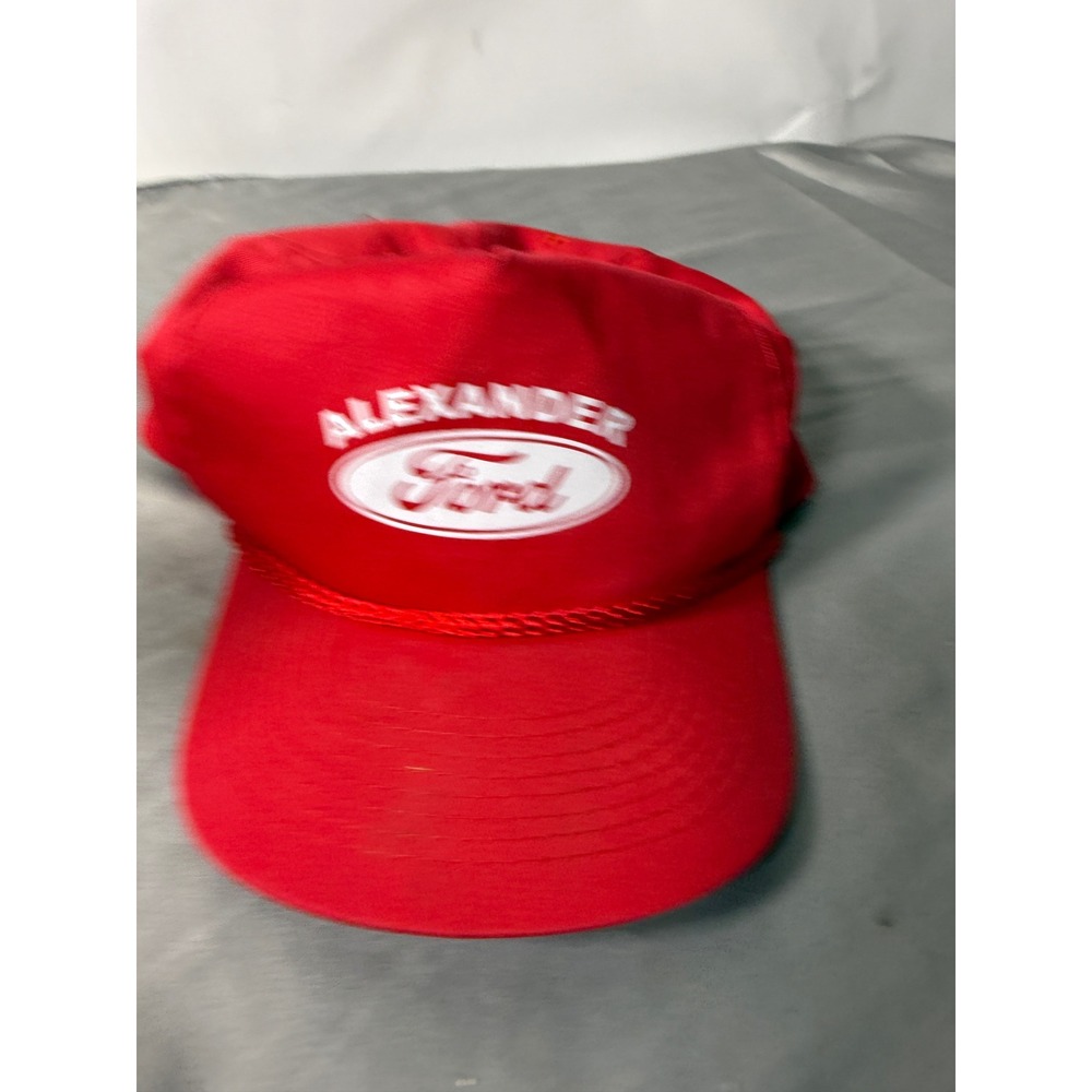 Vintage Cobra Caps Alexander Ford Red Snapback Trucker Hat Rope Brim Adjustable